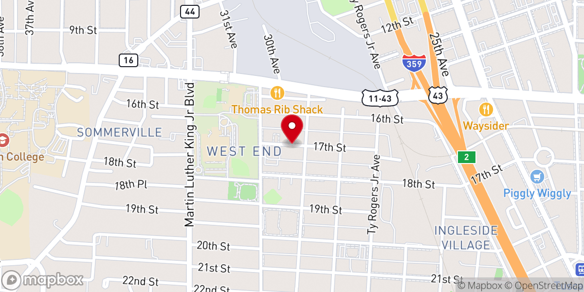 Map showing location of Kingdom Baptist Church