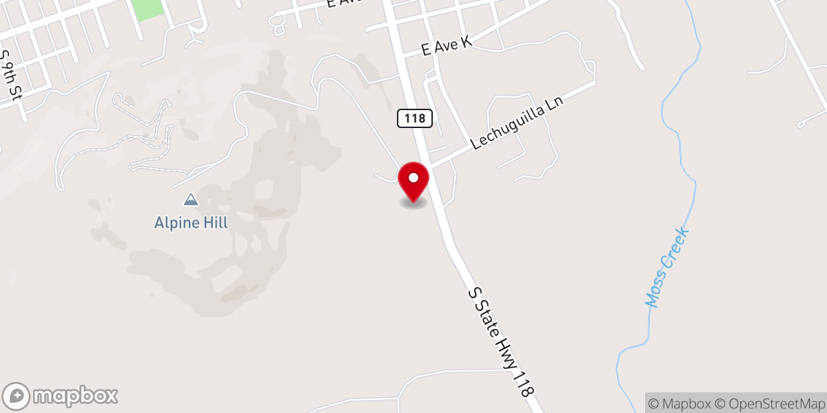 Map showing location of Blue Water Natural Foods Alpine Texas