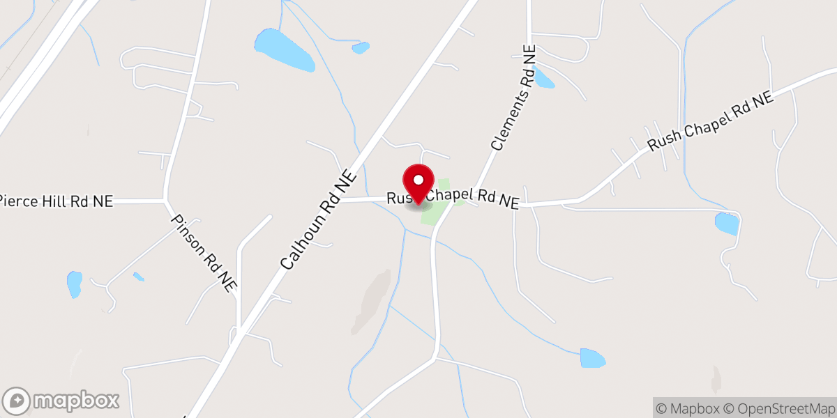 Map showing location of Rush Chapel