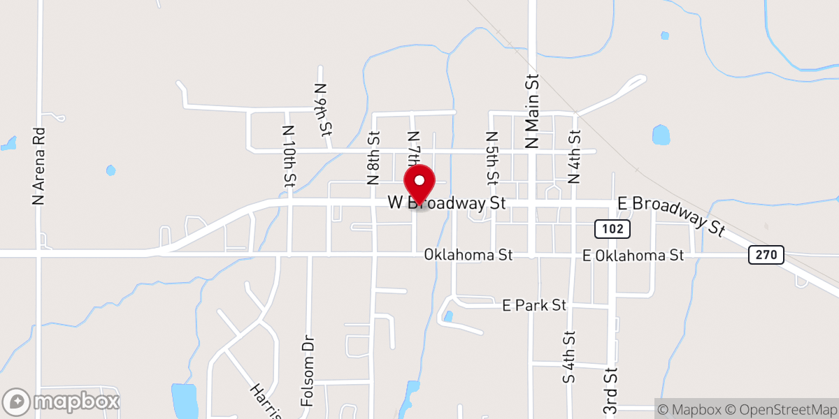 Map showing location of Emmaus Indian Baptist Church