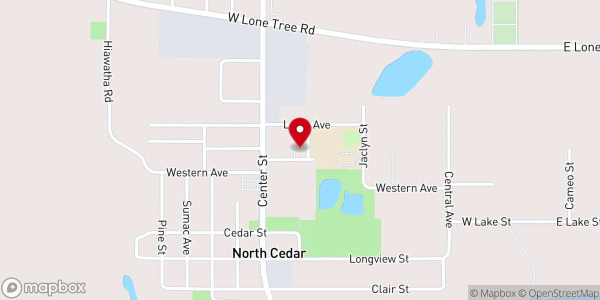 Map showing location of Cedar Bible Church
