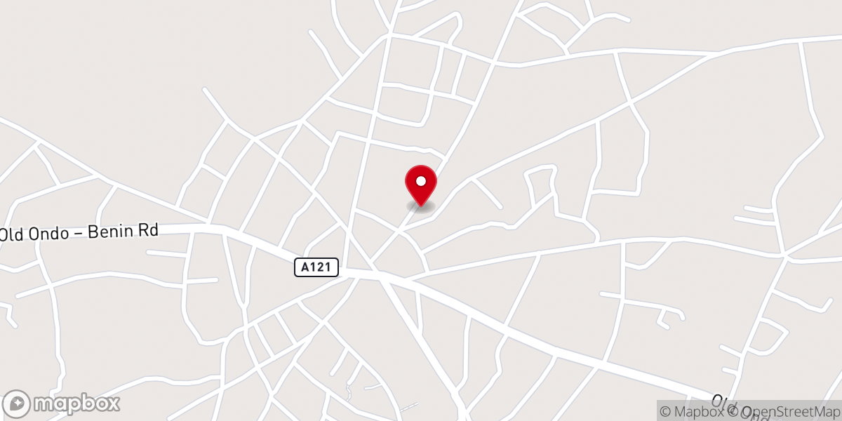 Map showing location of Winners' Chapel, Ijebu-Imusin