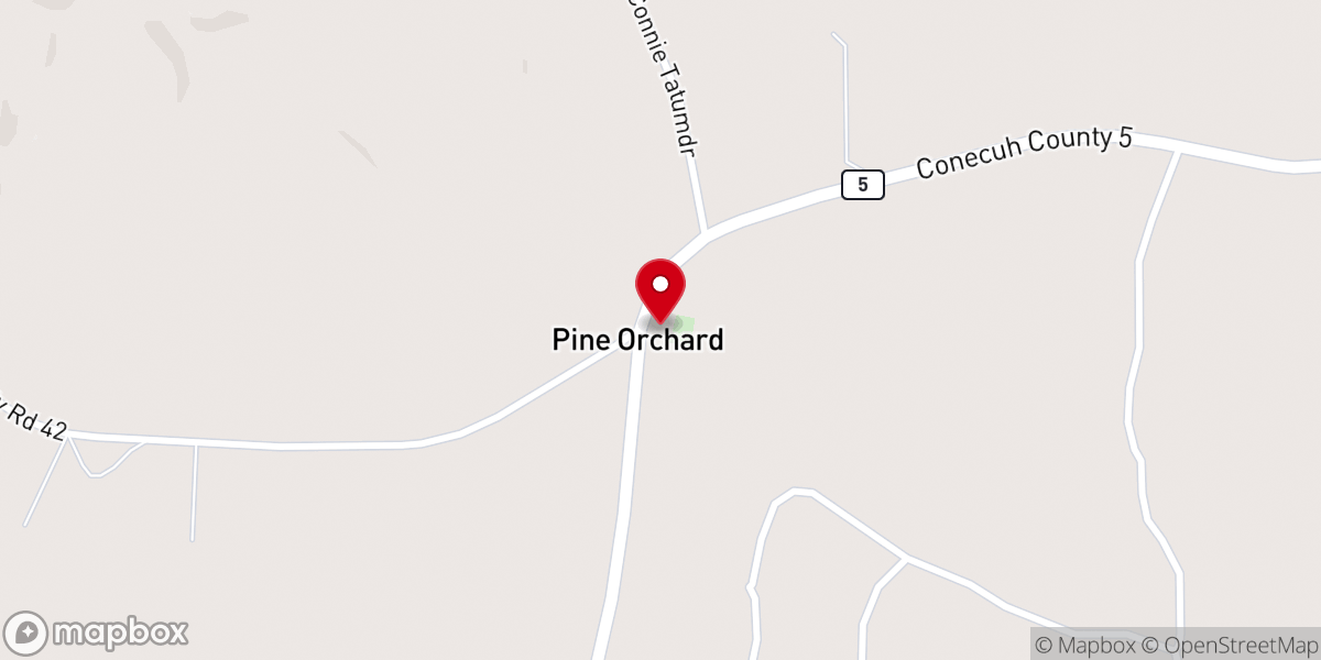 Map showing location of Pine Orchard Methodist Church