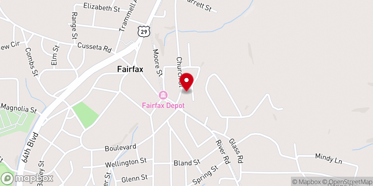Map showing location of Fairfax Church of Nazarene
