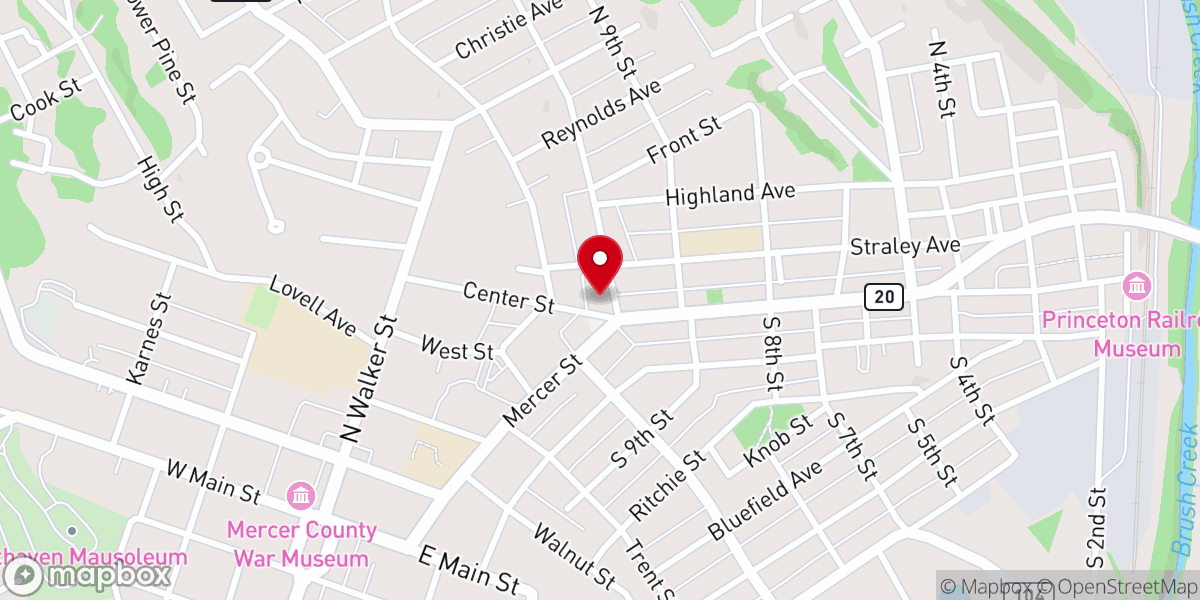 Map showing location of First United Methodist Church, Princeton, WV
