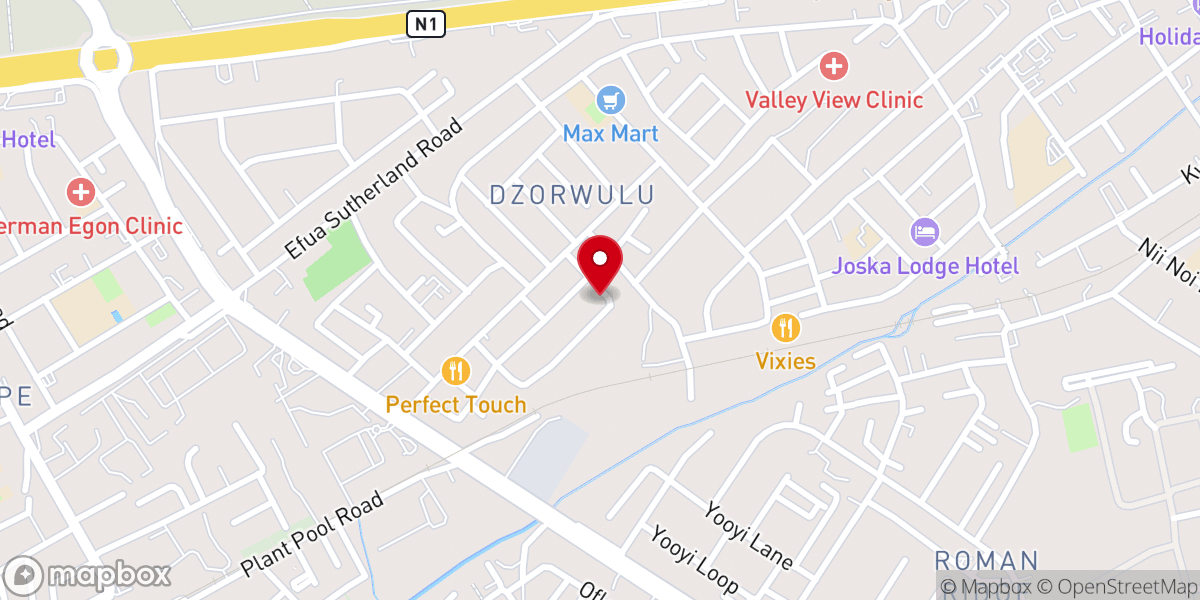 Map showing location of The Church of Pentecost, Dzorwulu