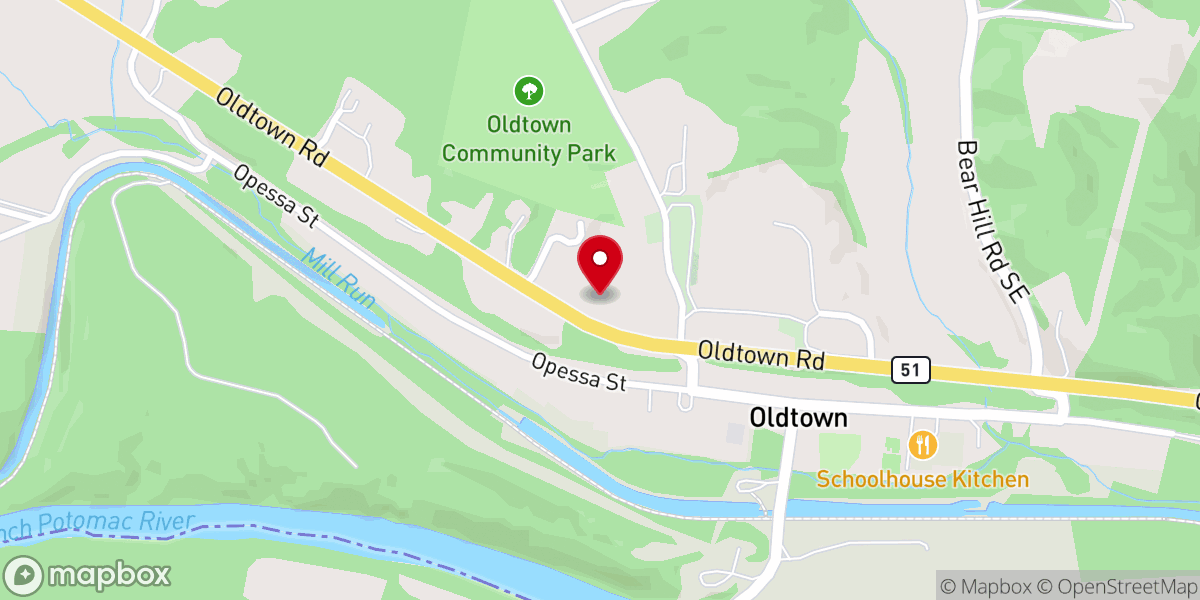 Map showing location of Oldtown United Methodist Church