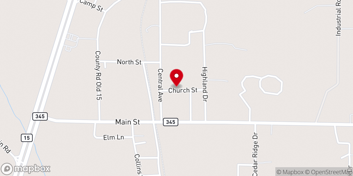 Map showing location of Ecru United Methodist Church