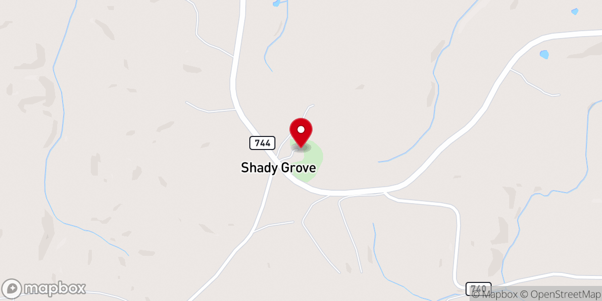 Map showing location of Shady Grove United Methodist Church