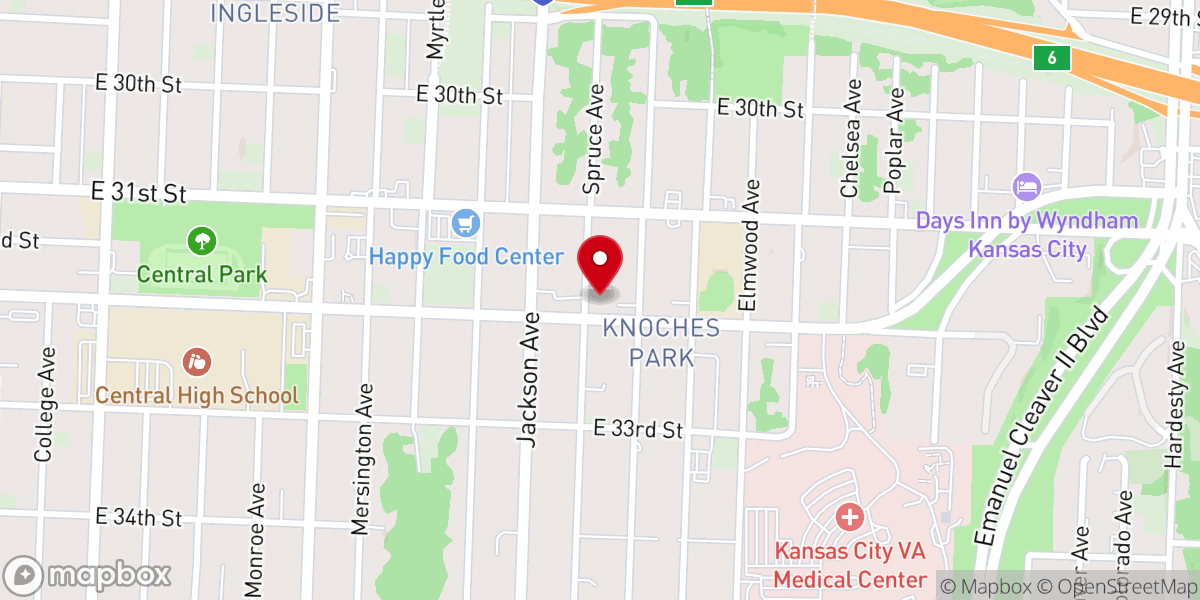 Map showing location of Linwood Boulevard Seventh-day Adventist Temple