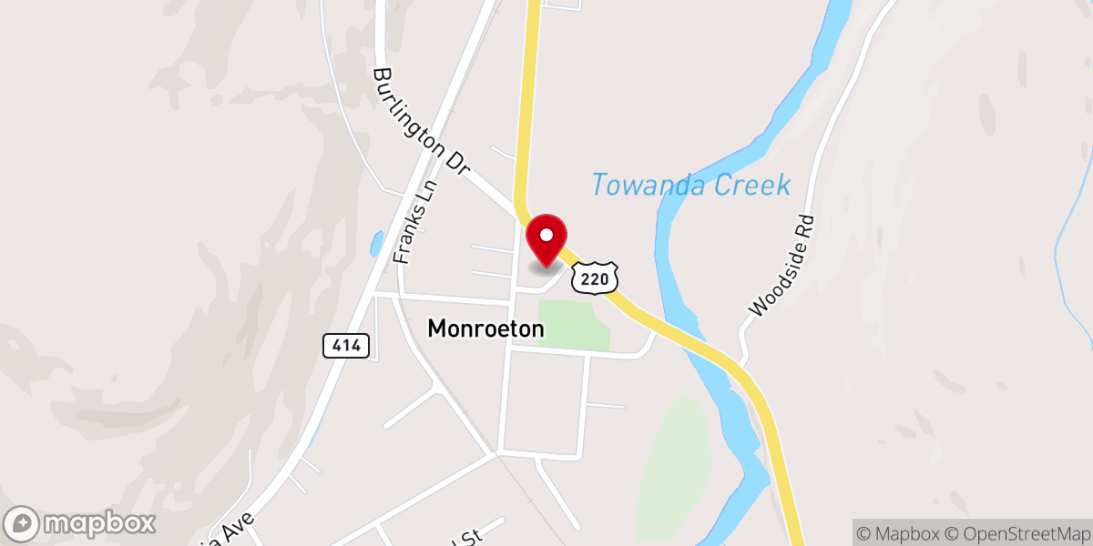 Map showing location of Monroeton United Methodist Church