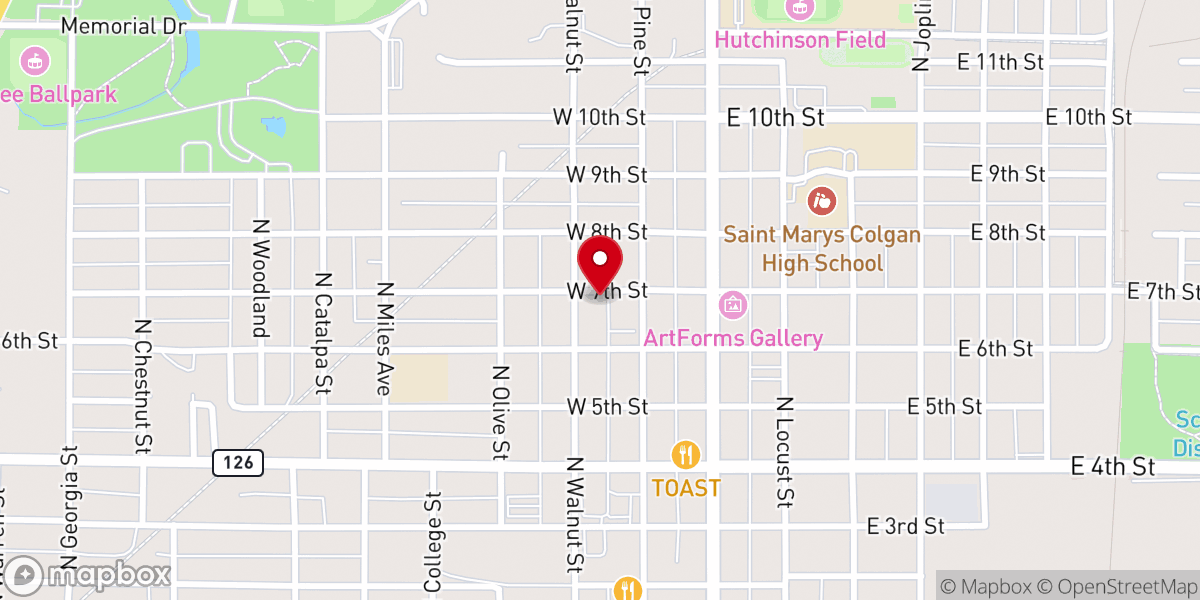 Map showing location of First Baptist Church