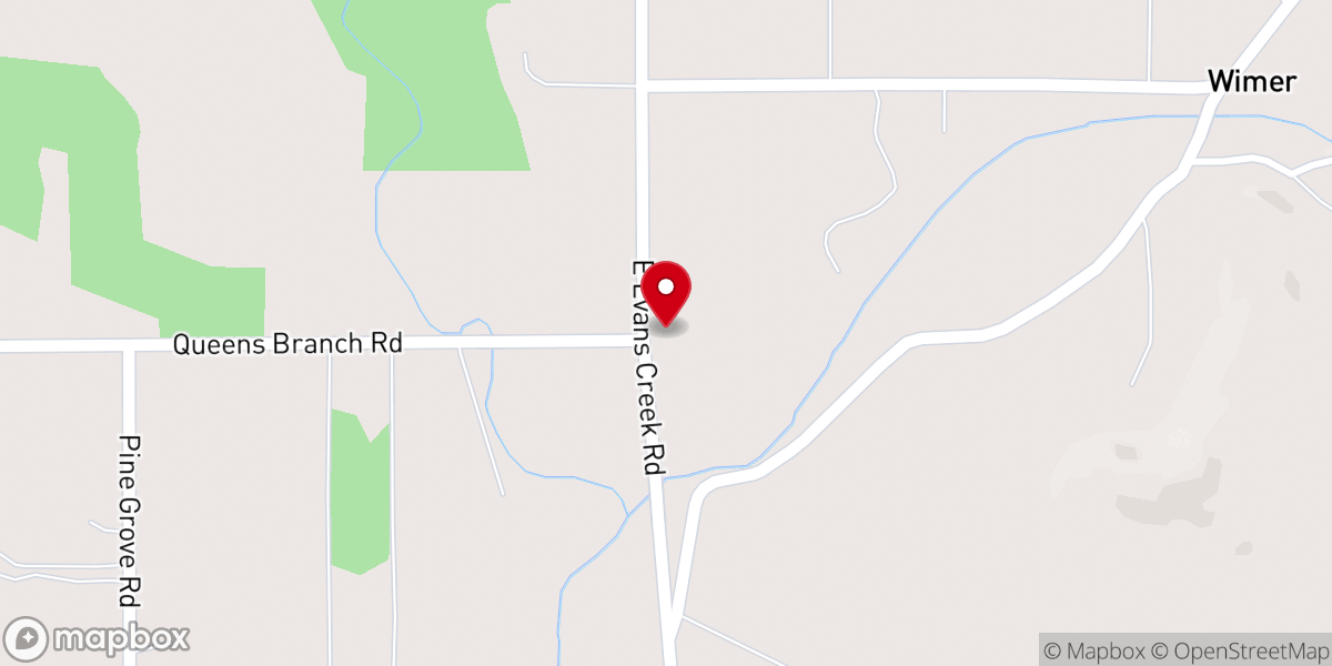 Map showing location of Evans Valley Bible Church