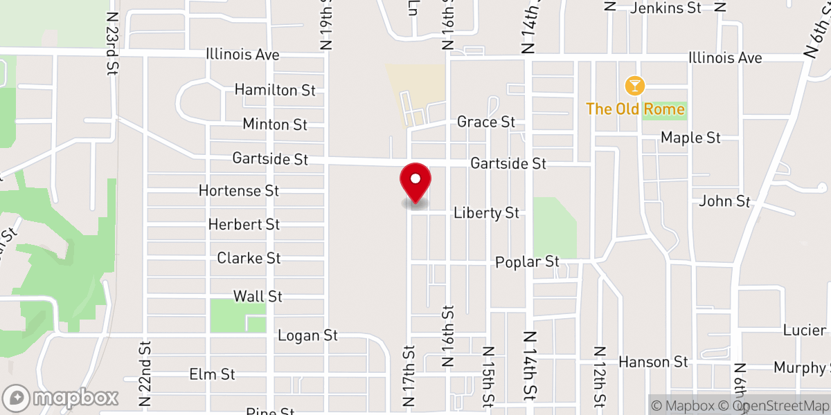 Map showing location of Liberty Street Baptist Church
