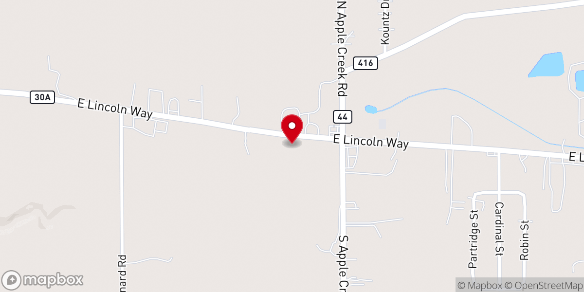 Map showing location of East Union Lutheran Church
