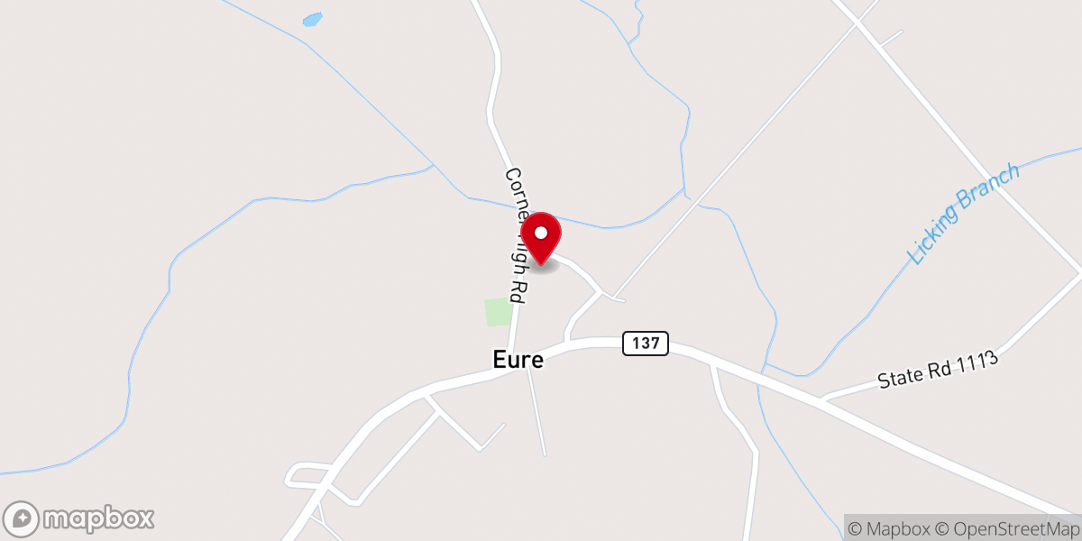 Map showing location of Eure Baptist Church