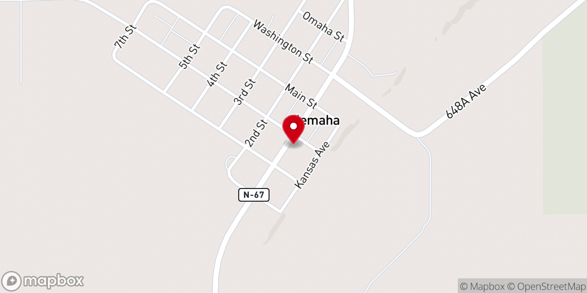 Map showing location of Nemaha United Methodist Church