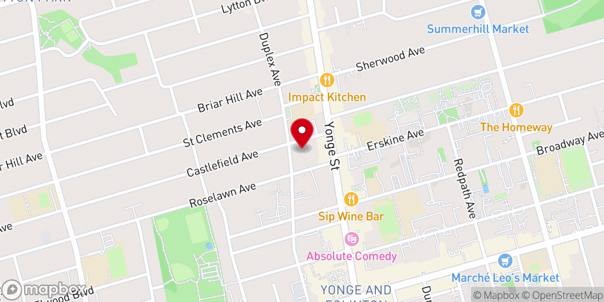 Map showing location of Impact Church Toronto