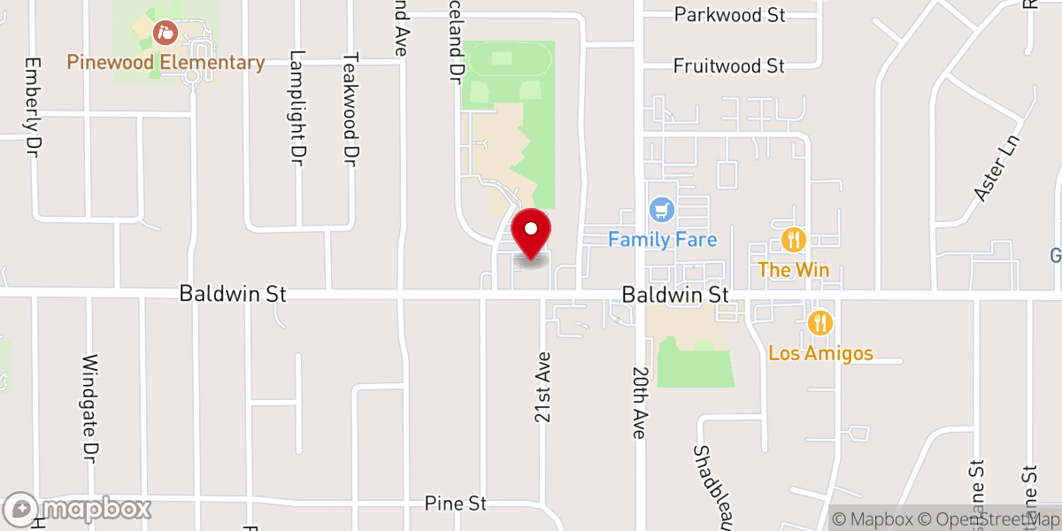 Map showing location of Baldwin Street Christian Church