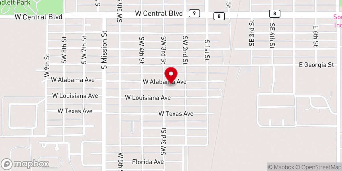 Map showing location of Victory Assembly of God