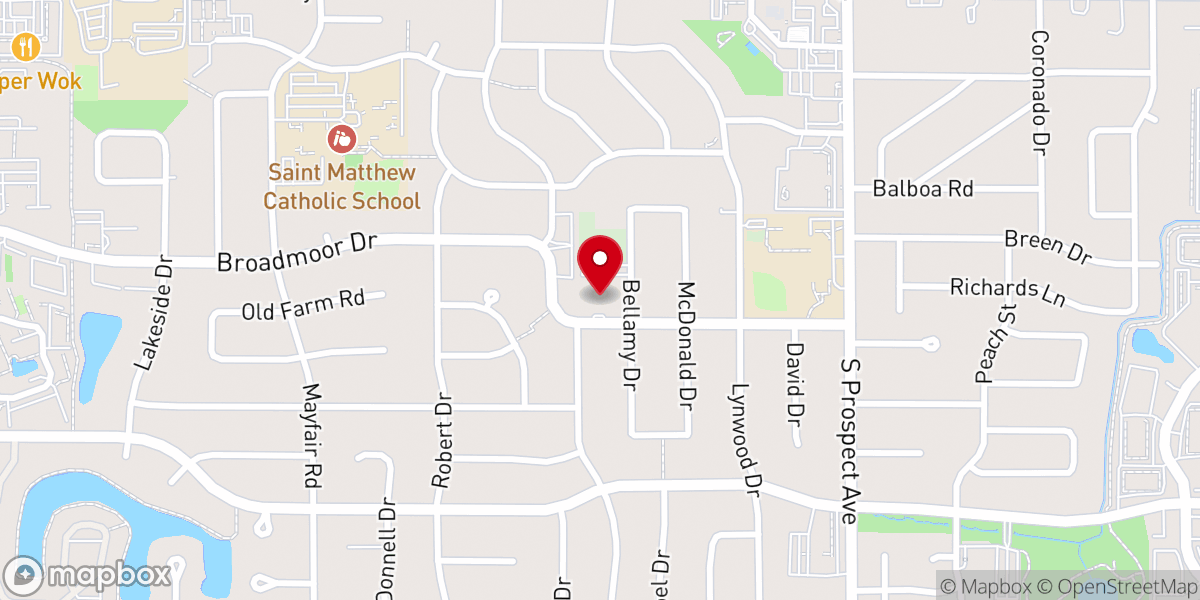 Map showing location of Temple Baptist Church
