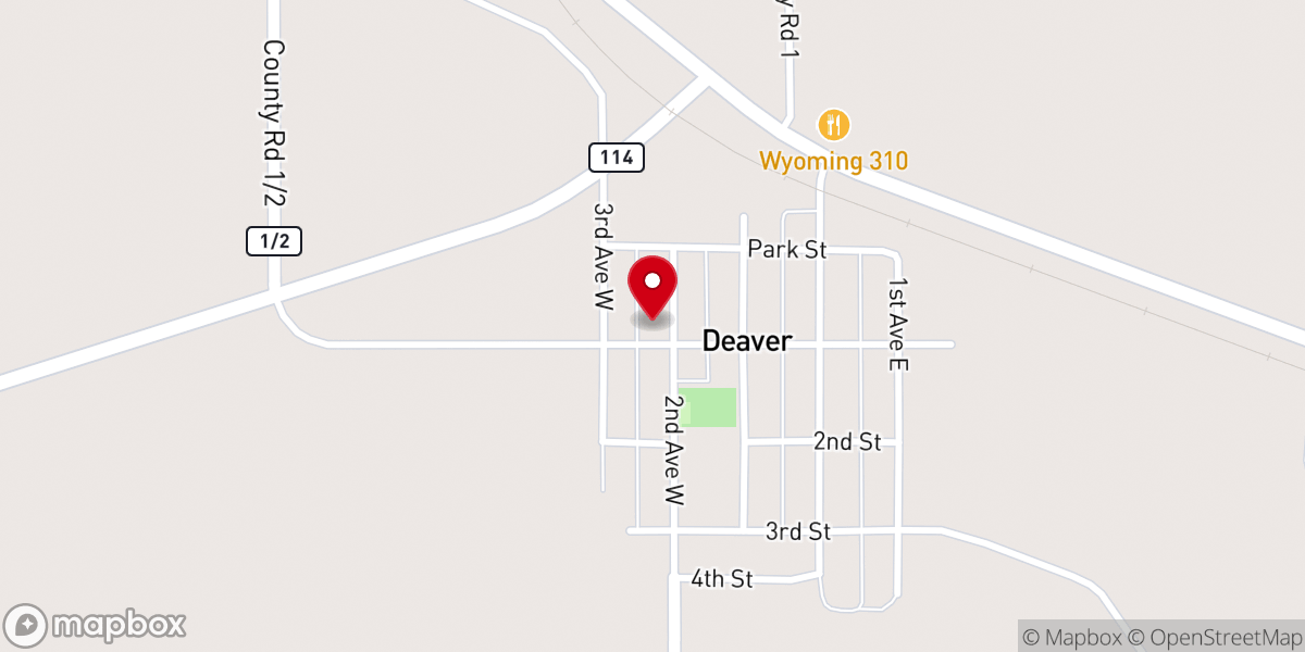 Map showing location of Deaver United Mehodist Church
