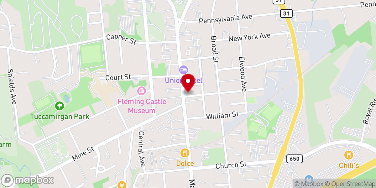 Map showing location of Flemington United Methodist Church