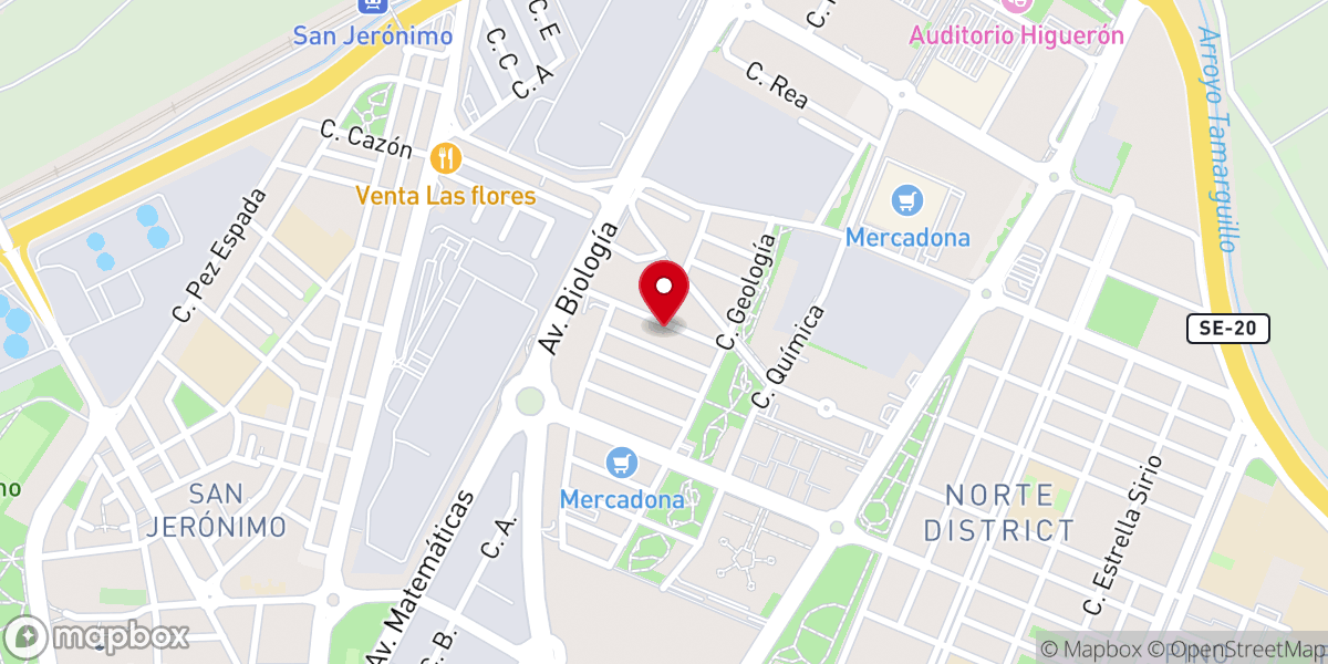 Map showing location of Comunidad cristiana integral Sevilla