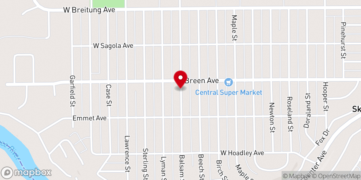 Map showing location of Balsam Street Christian Church