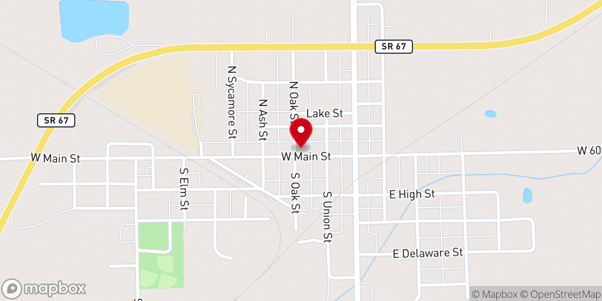 Map showing location of Redkey United Methodist Church
