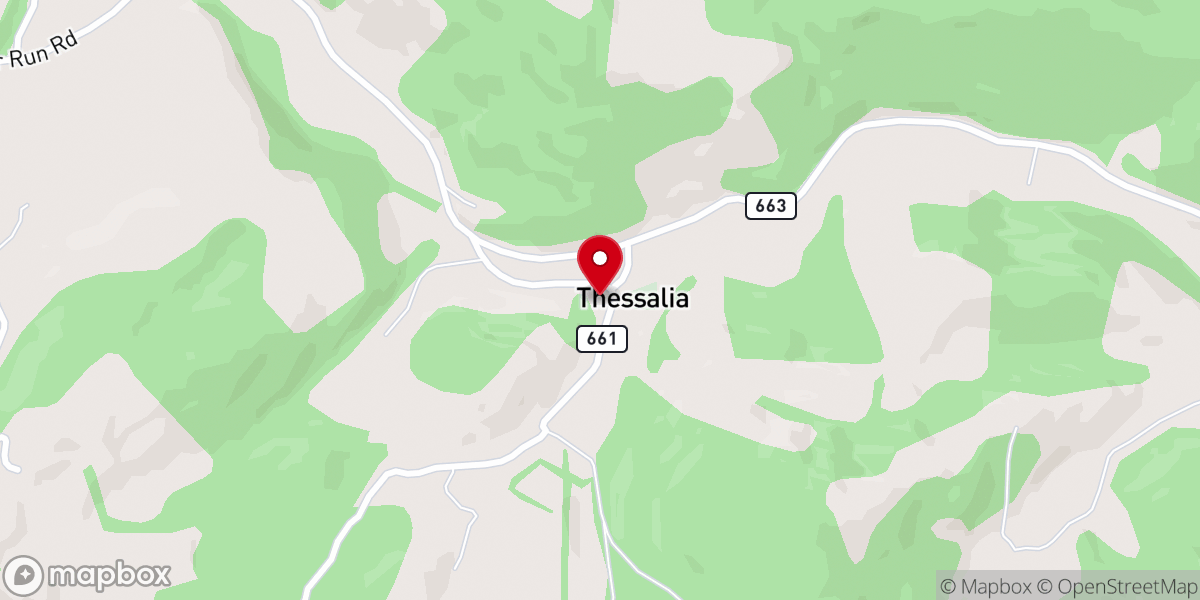 Map showing location of Thessalia Church