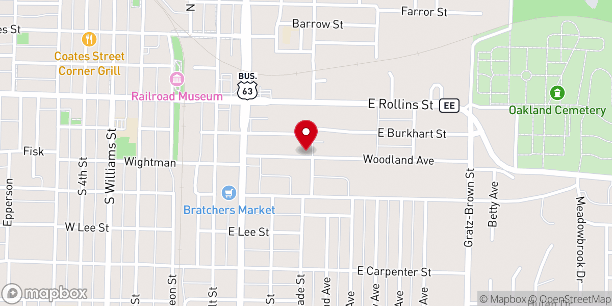 Map showing location of Moberly Independent Holiness Church