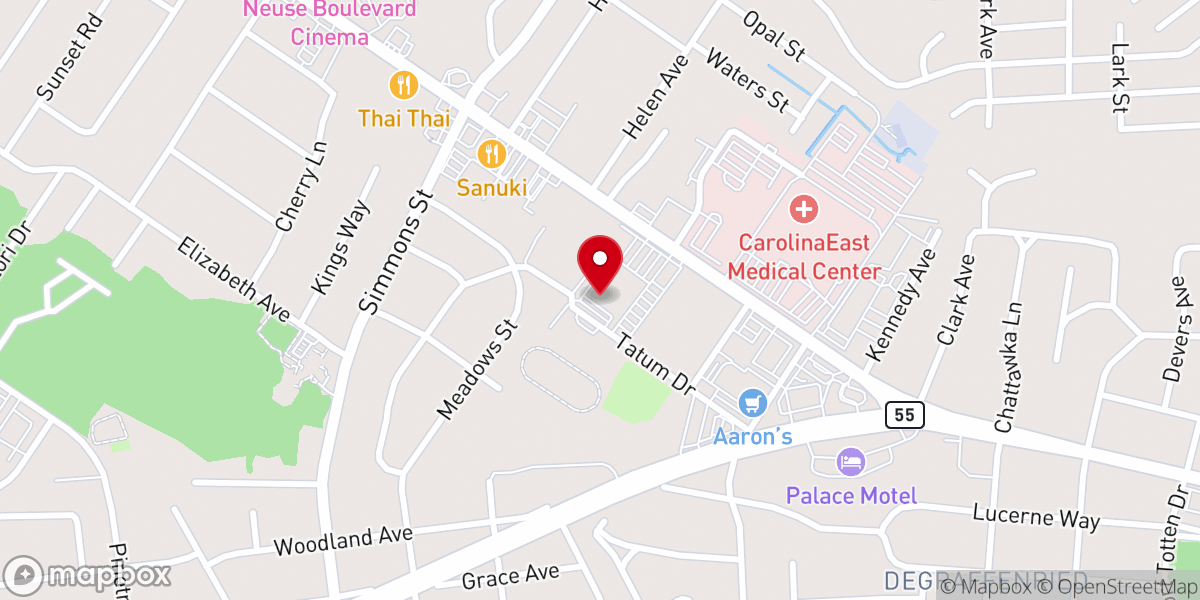 Map showing location of Tree of Life Ministries of New Bern