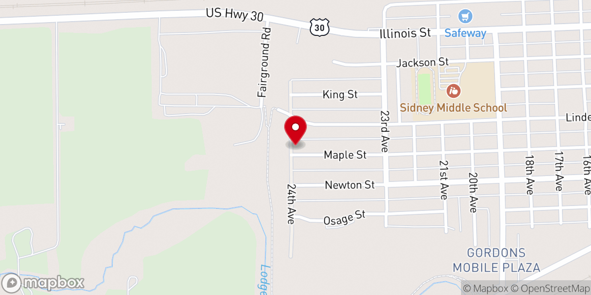 Map showing location of Sidney Seventh-day Adventist Church