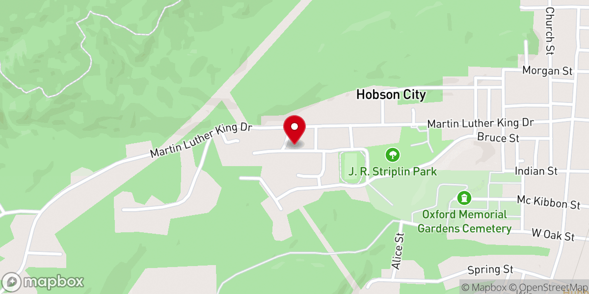 Map showing location of Oakridge Missionary Baptist Church