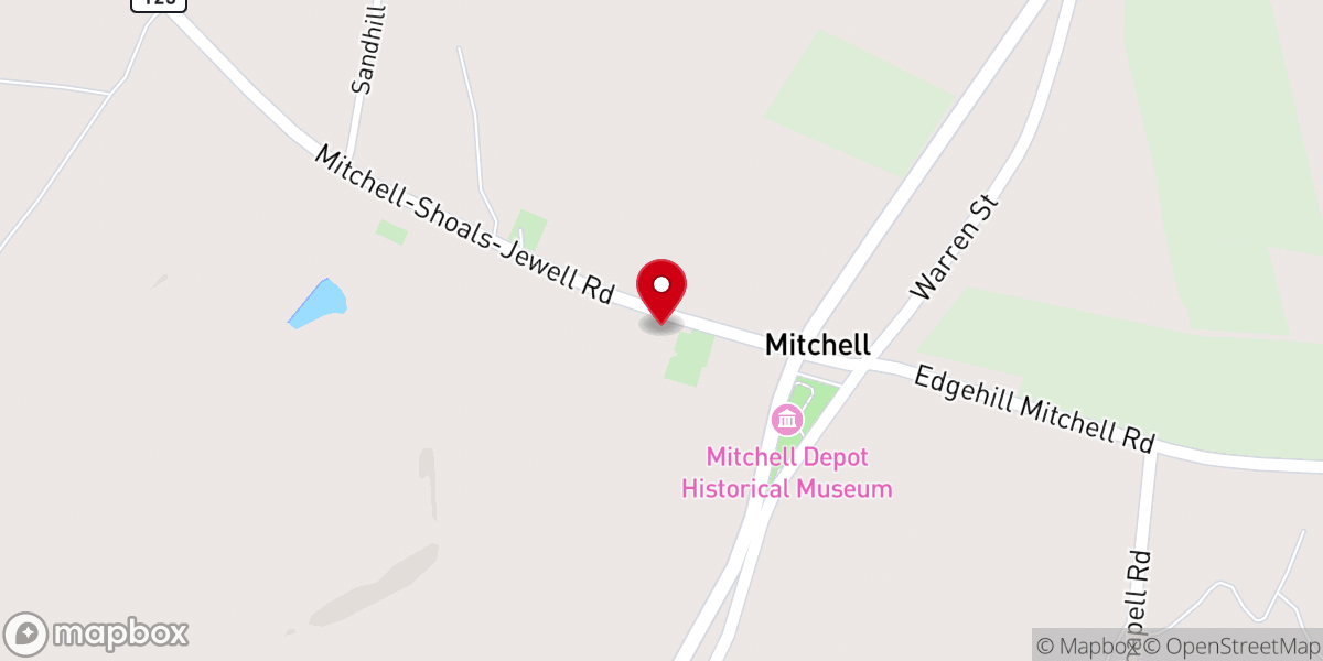 Map showing location of Mitchell United Methodist Church
