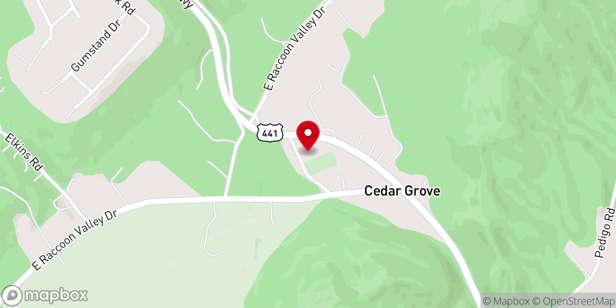 Map showing location of Cedar Grove Church