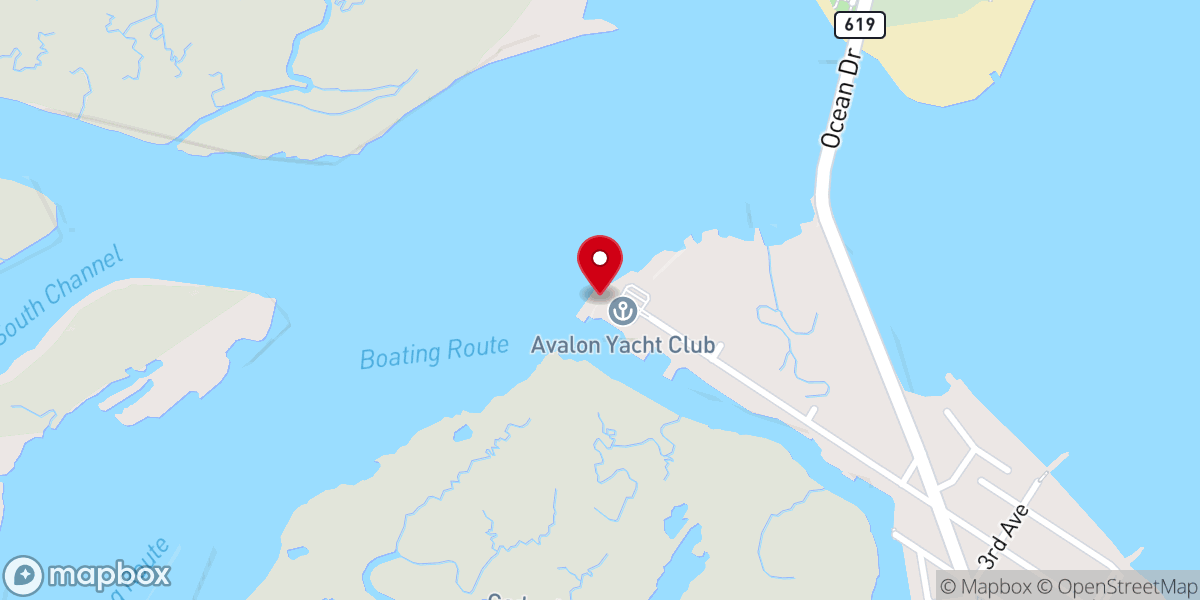 Map showing location of Avalon Yacht Club