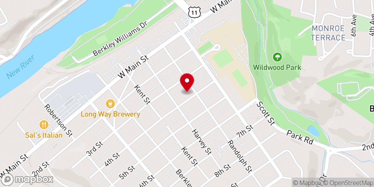 Map showing location of Presbyterian Church of Radford