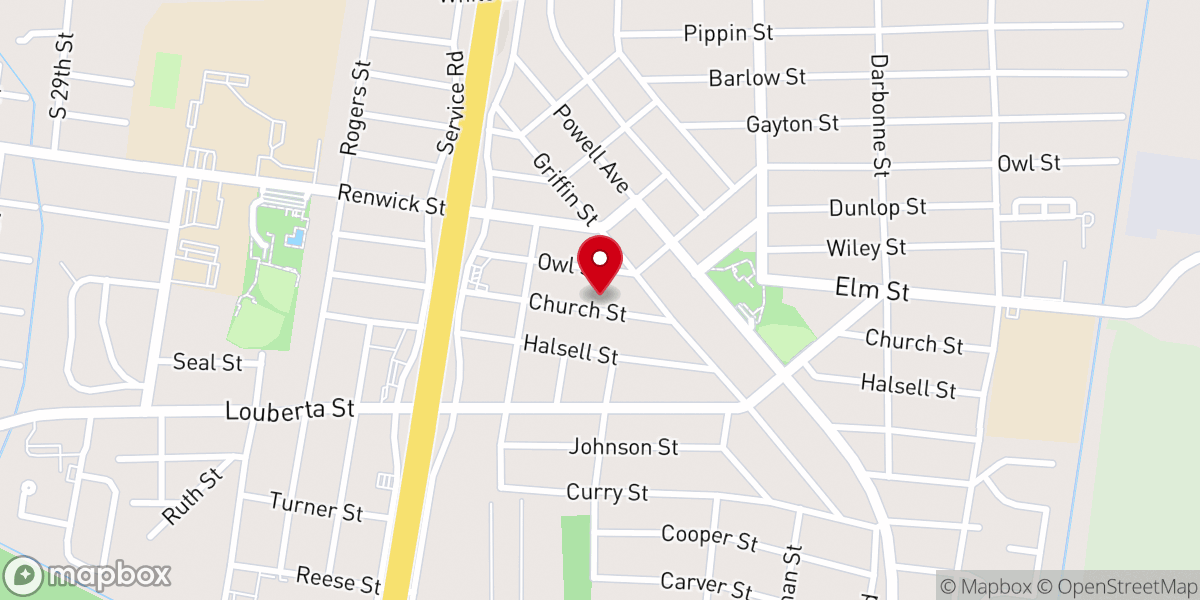 Map showing location of St Luke Baptist Church