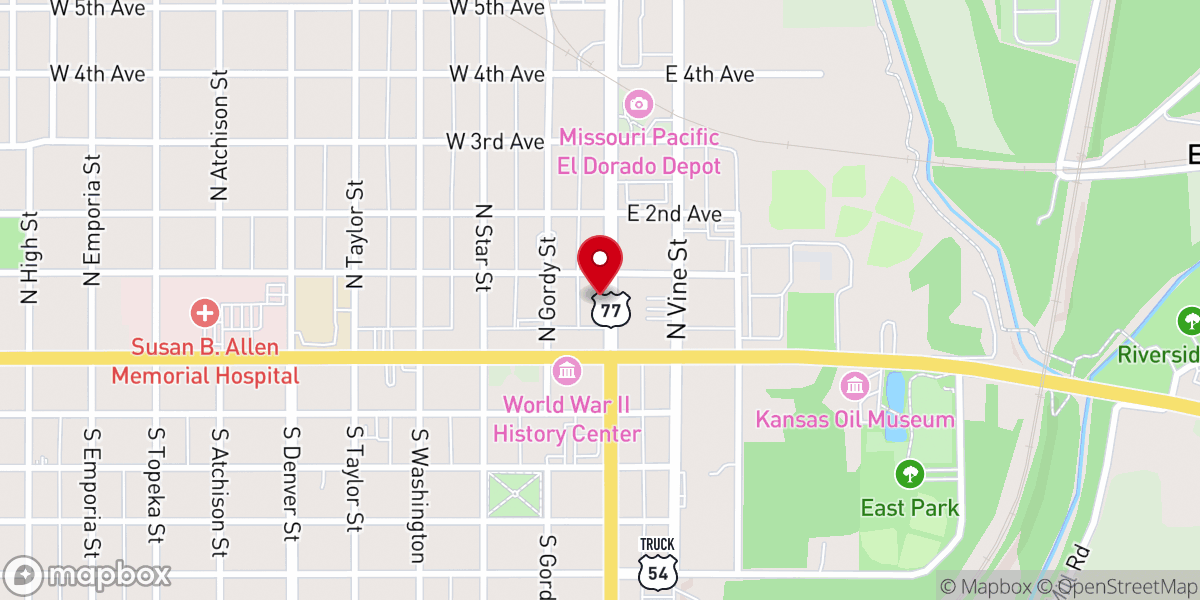 Map showing location of BrewCo. Coffeehouse & Dilly Deli