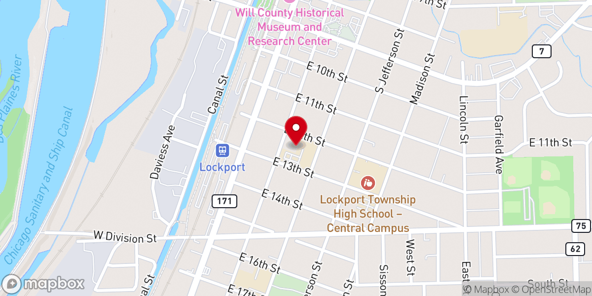 Map showing location of St. Dennis Catholic Church, Lockport