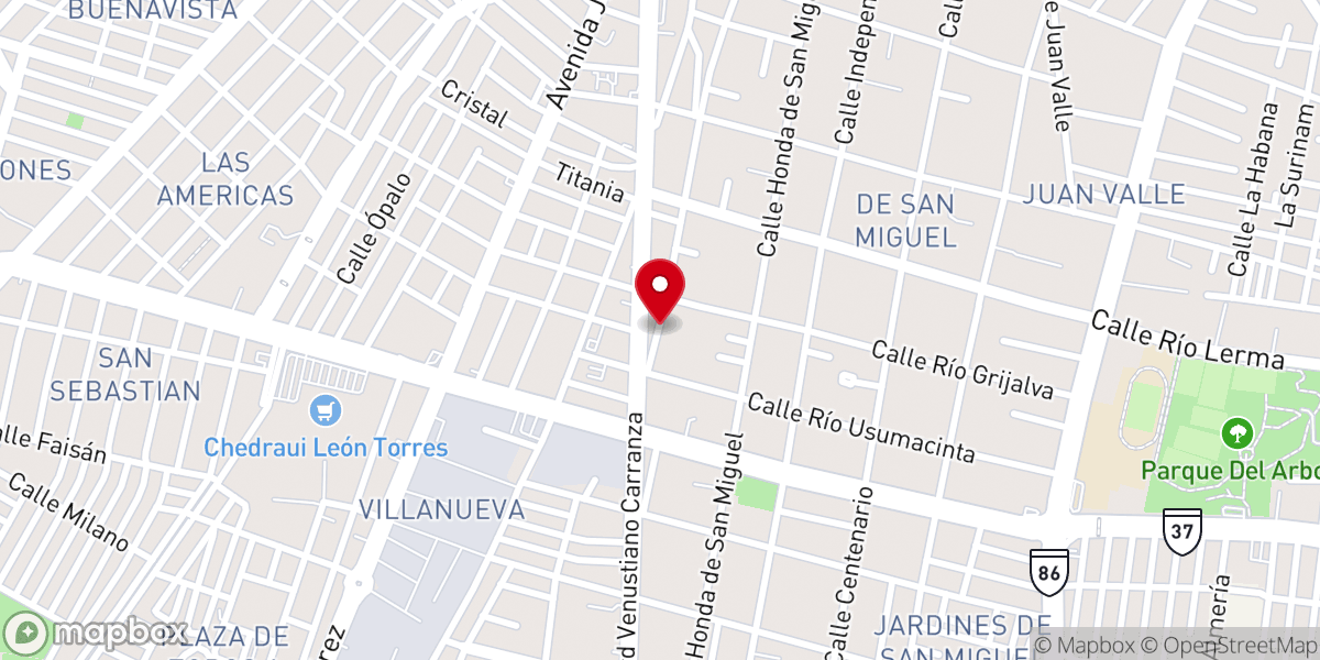 Map showing location of Trigo y Miel A.C.