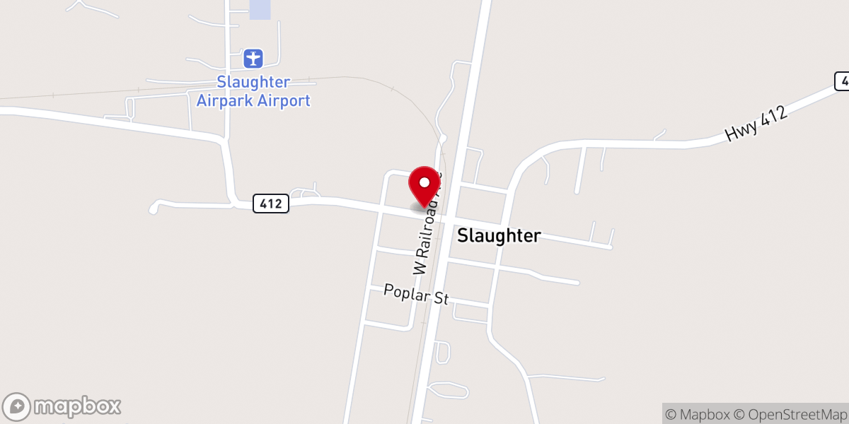 Map showing location of Slaughter Town Police