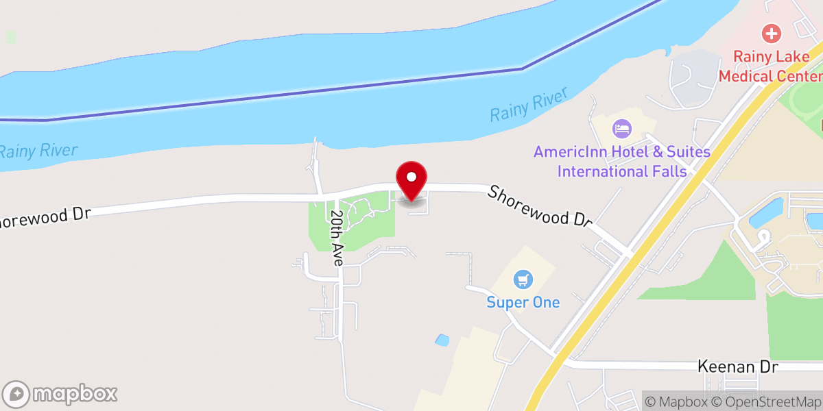 Map showing location of First Baptist Church International Falls Minnesota