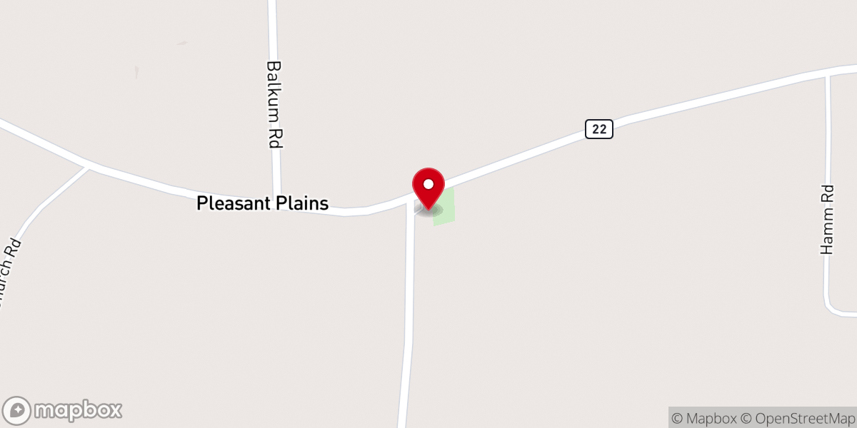 Map showing location of Pleasant Plains Baptist Church