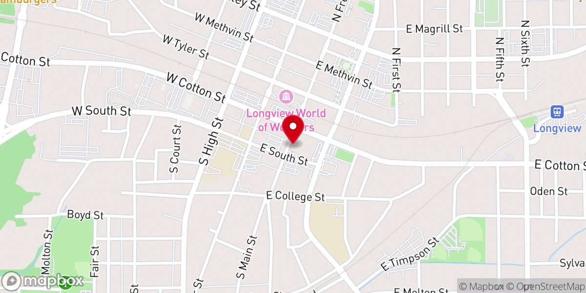 Map showing location of First Baptist Church Longview