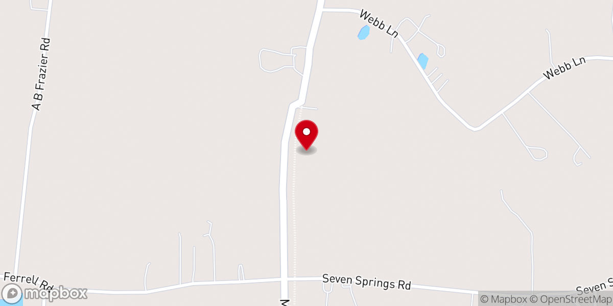 Map showing location of Webbs Chapel