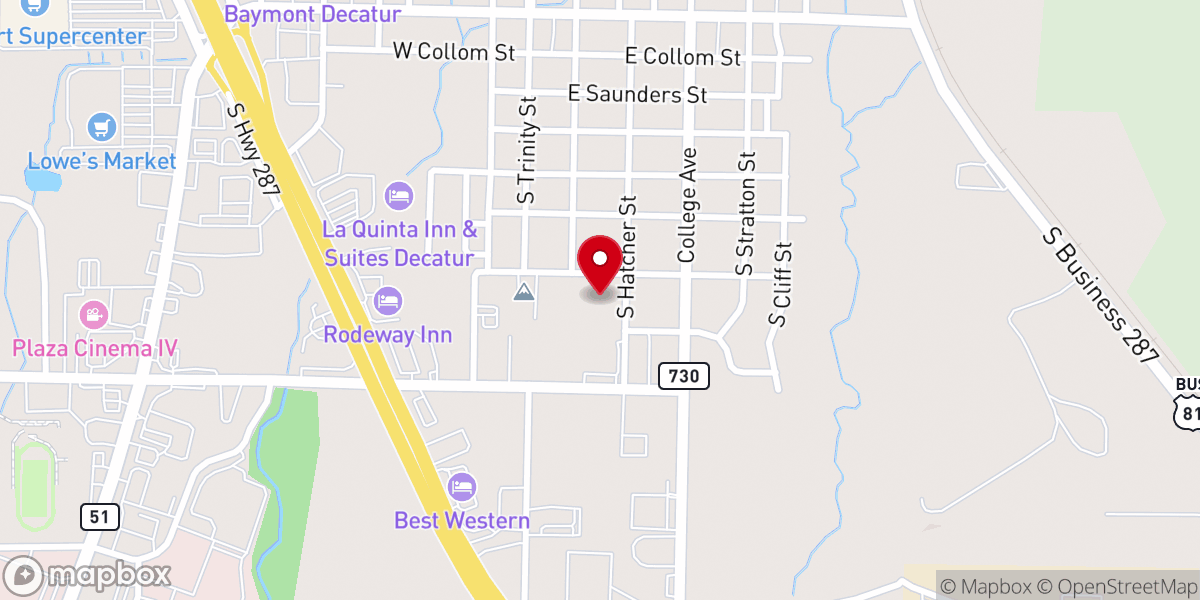 Map showing location of Decatur Police Department