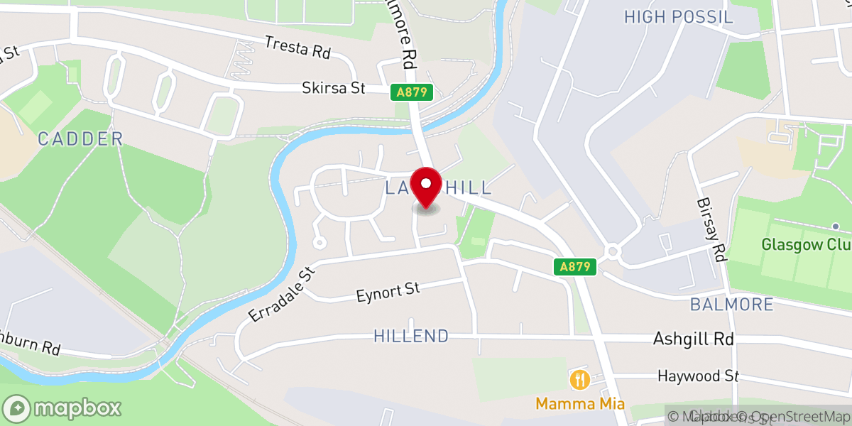 Map showing location of Lambhill Evangelical Church